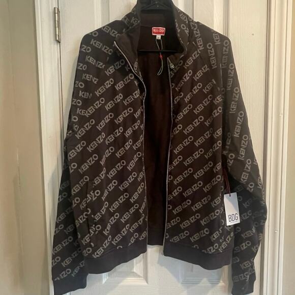 KENZO Monogram Full Zip Mens Track Jacket in Black. A73